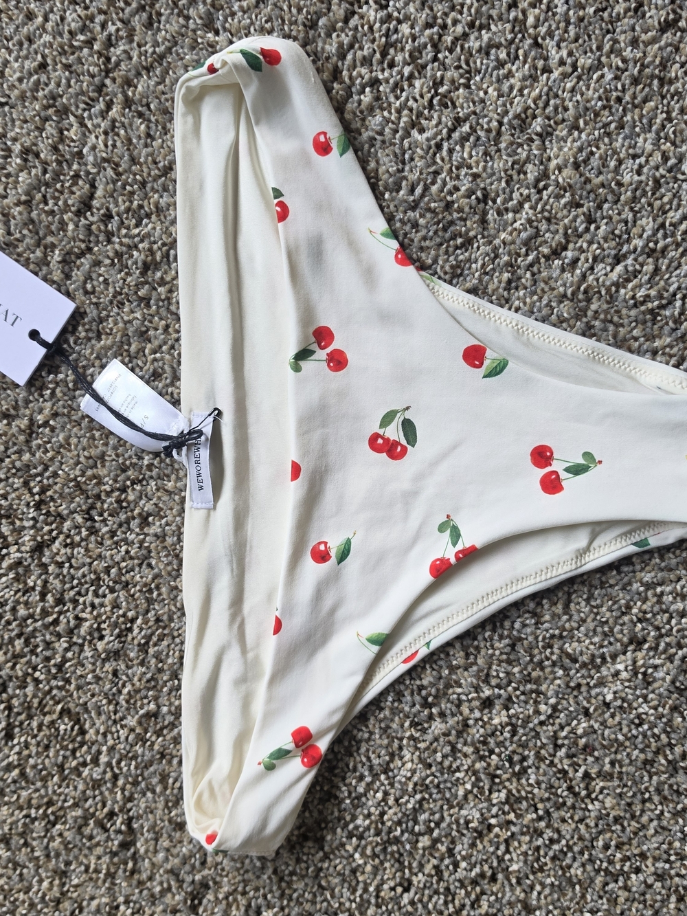 WeWoreWhat Cream Cherry-Print Kids Bikini Bottoms